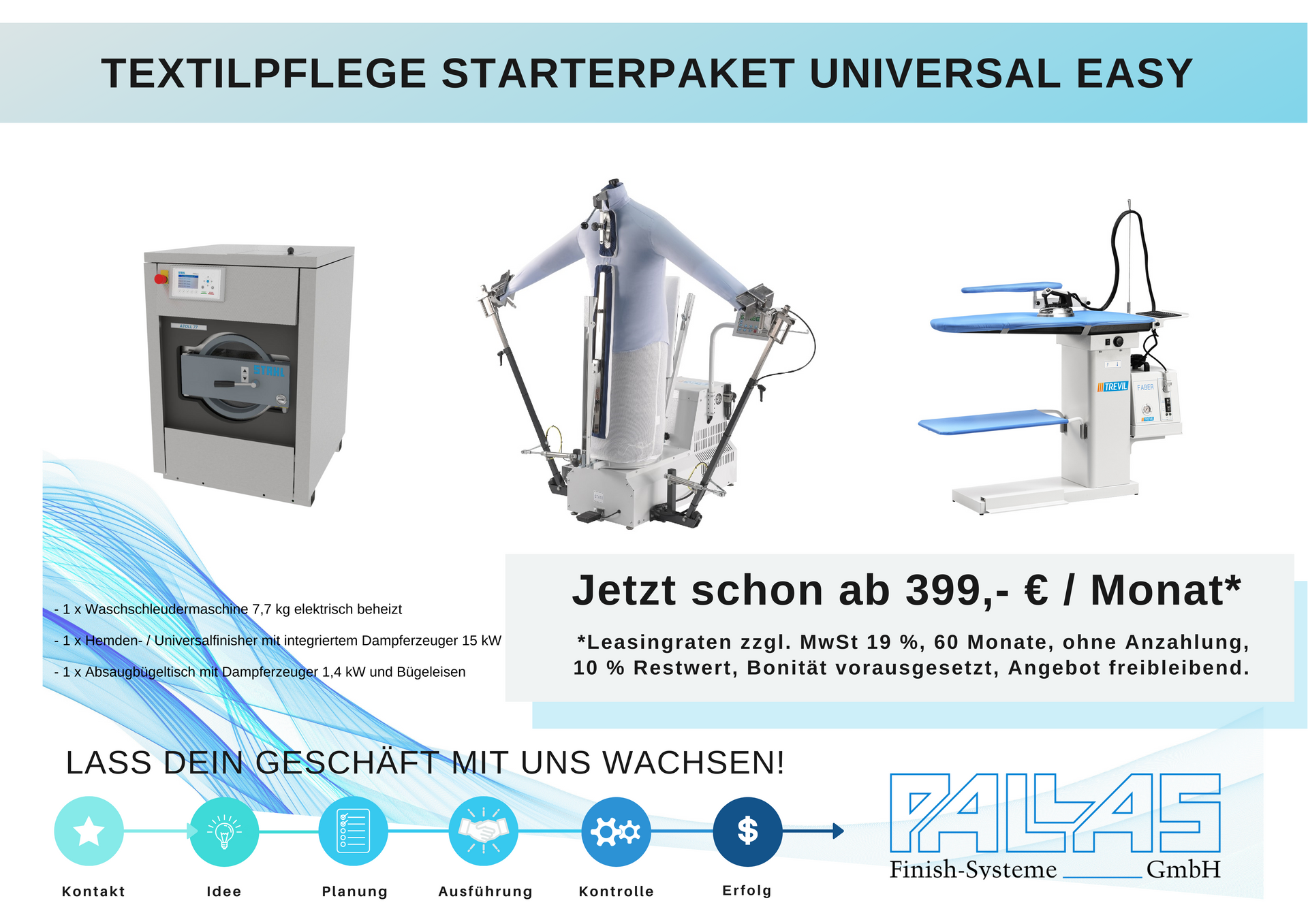 Es ist Ihre Chance! Hygiene ist heute wichtiger als je zuvor. Gewaschen, gereinigt und gebügelt wird immer und überall. Jetzt selbstständig machen und die eigene Existenz sichern - deutschlandweit! Sie möchten sich gerne mit einem Waschsalon, einer Textilreinigung oder einer eigenen Wäscherei selbständig machen? Wir unterstützen Sie bei der Planung, Einrichtung und dem Betreiben hochmoderner Waschsalons, einer Textilreinigung oder Wäscherei mit neuester Maschinentechnik und unserem Know-How. Für weitere Informationen nehmen Sie bitte persönlichen Kontakt mit uns auf.