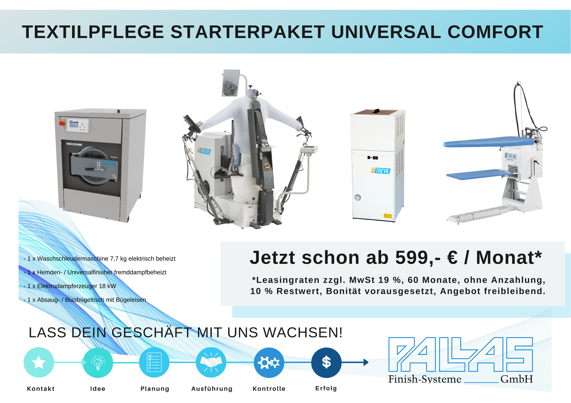 Es ist Ihre Chance! Hygiene ist heute wichtiger als je zuvor. Gewaschen, gereinigt und gebügelt wird immer und überall. Jetzt selbstständig machen und die eigene Existenz sichern - deutschlandweit! Sie möchten sich gerne mit einem Waschsalon, einer Textilreinigung oder einer eigenen Wäscherei selbständig machen? Wir unterstützen Sie bei der Planung, Einrichtung und dem Betreiben hochmoderner Waschsalons, einer Textilreinigung oder Wäscherei mit neuester Maschinentechnik und unserem Know-How. Für weitere Informationen nehmen Sie bitte persönlichen Kontakt mit uns auf.