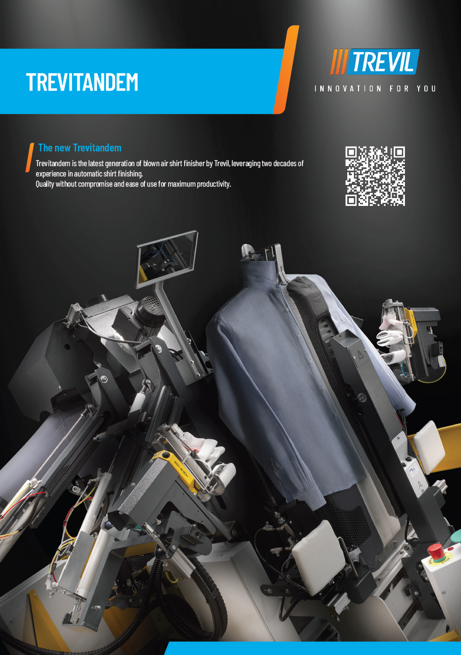Der neue PALLAS TREVIL Hemdenfinisher Trevitandem mit beheizten Frontleisten für Hemden, Mit Seitenspannern und Rückenleisten, Mit Kurz- und Langarmsystemen, Mit neuem Touch-Steuercomputer, Mit Economizer für Wärmerückgewinnung, Mit Seiten- und Längsstreckungen, Mit Dampfgebung- und Heissluft, Vollpneumatisch gesteuert, Doppelfinisher mit 2 Puppenkörper, Für Blusen, Kurz- und Langarmhemden.