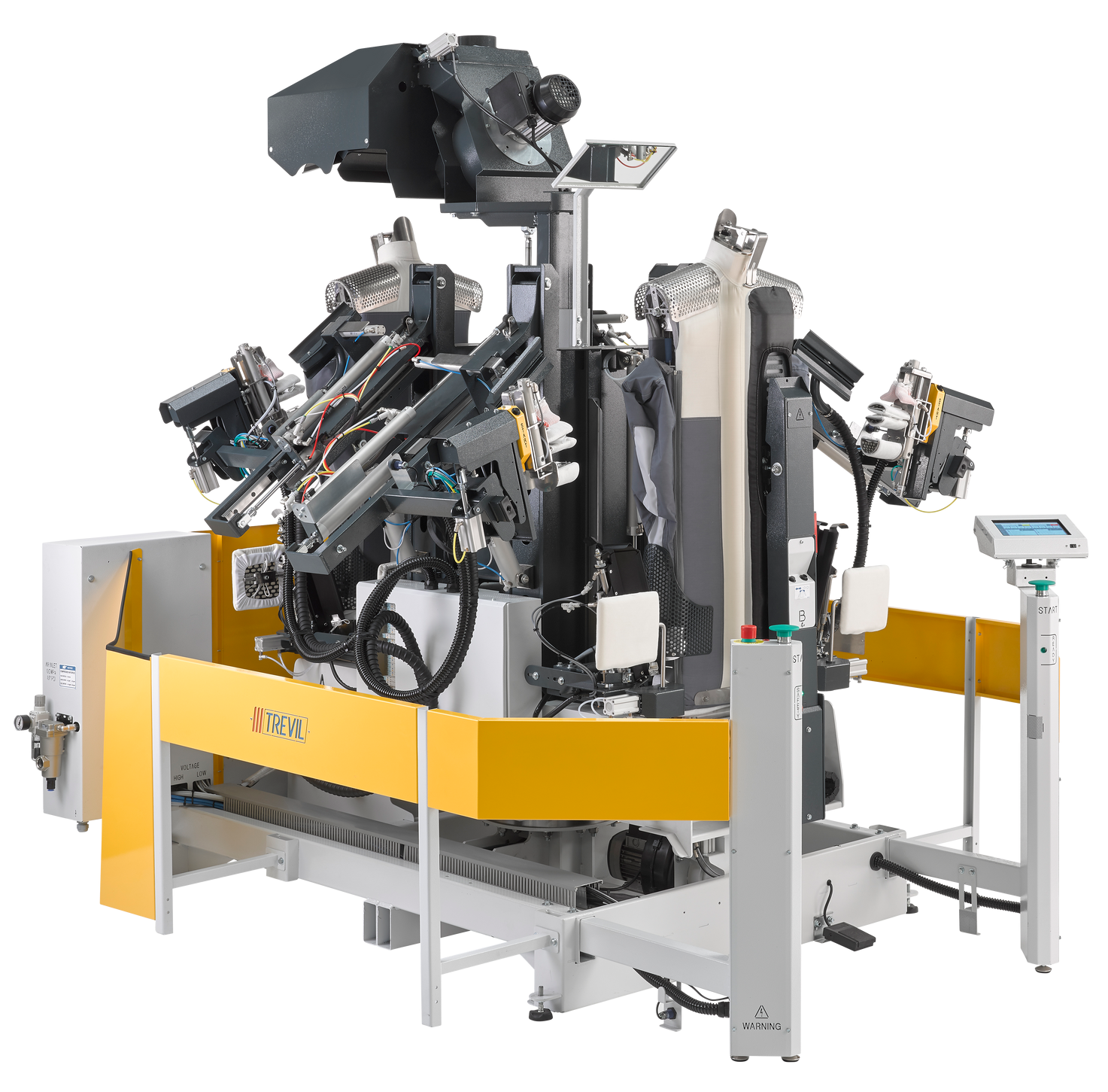 pallas finish systeme gmbh trevil hemdenfinisher trevistar trevitandem DER NEUE HOCHLEISTUNGSFINISHER PALLAS - TREVIL TREVITANDEM Der Doppel-Hemdenfinisher: Er bügelt / finisht Lang- und Kurzarmhemden in fast allen Größen und Ausführungen in perfekter Qualität und fast doppelt so schnell wie ein Einzelfinisher. Extrem leistungsfähig, klein und energiesparsam. Maximale Leistung auf kleinstem Raum mit nur 1 Bedienperson. Die Doppel-Hemdenbügelmaschine von Profis für Profis! Bis zu 80 Hemden / Stunde mit nur 1 Bedienperson.