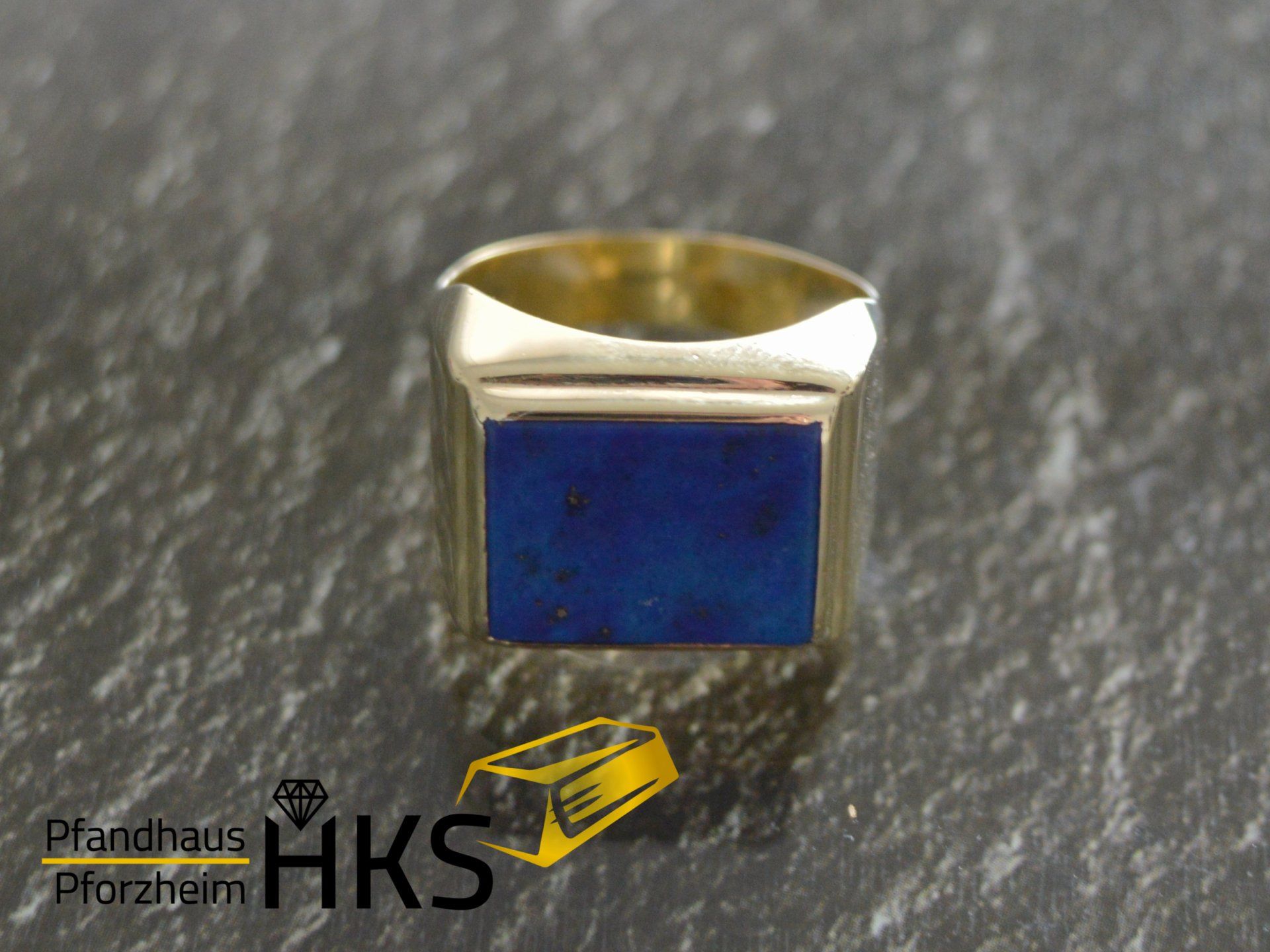 Ring Gold 585/- 7,2 gr. Siegelring mit Naturstein Blau