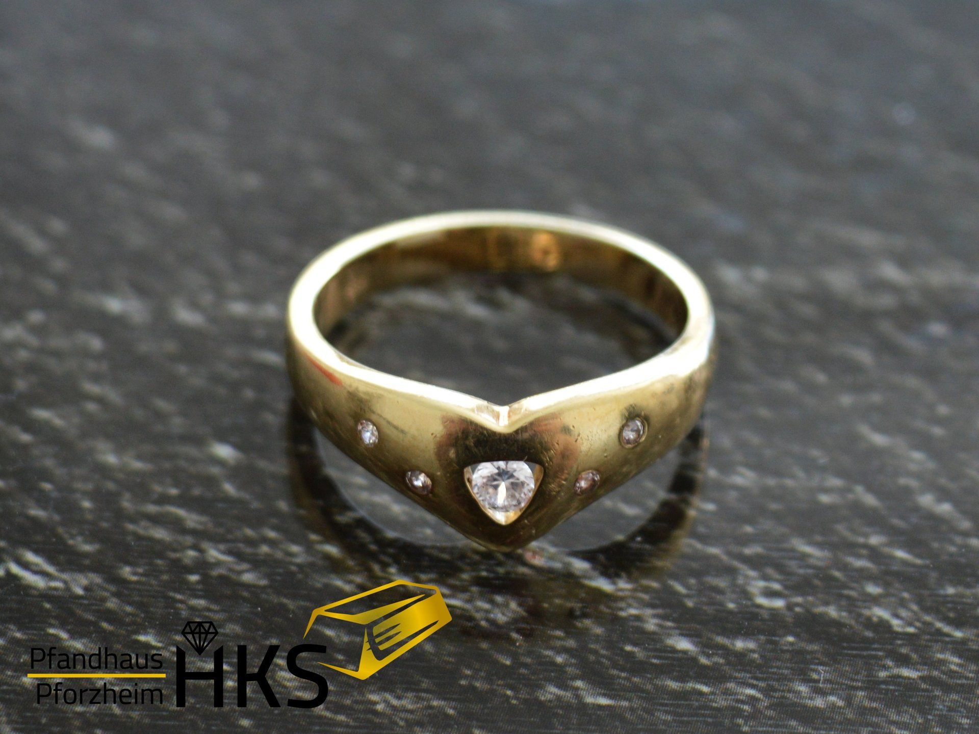 Ring Gold 585/- 5,50 g Damen Ring + Zirkona