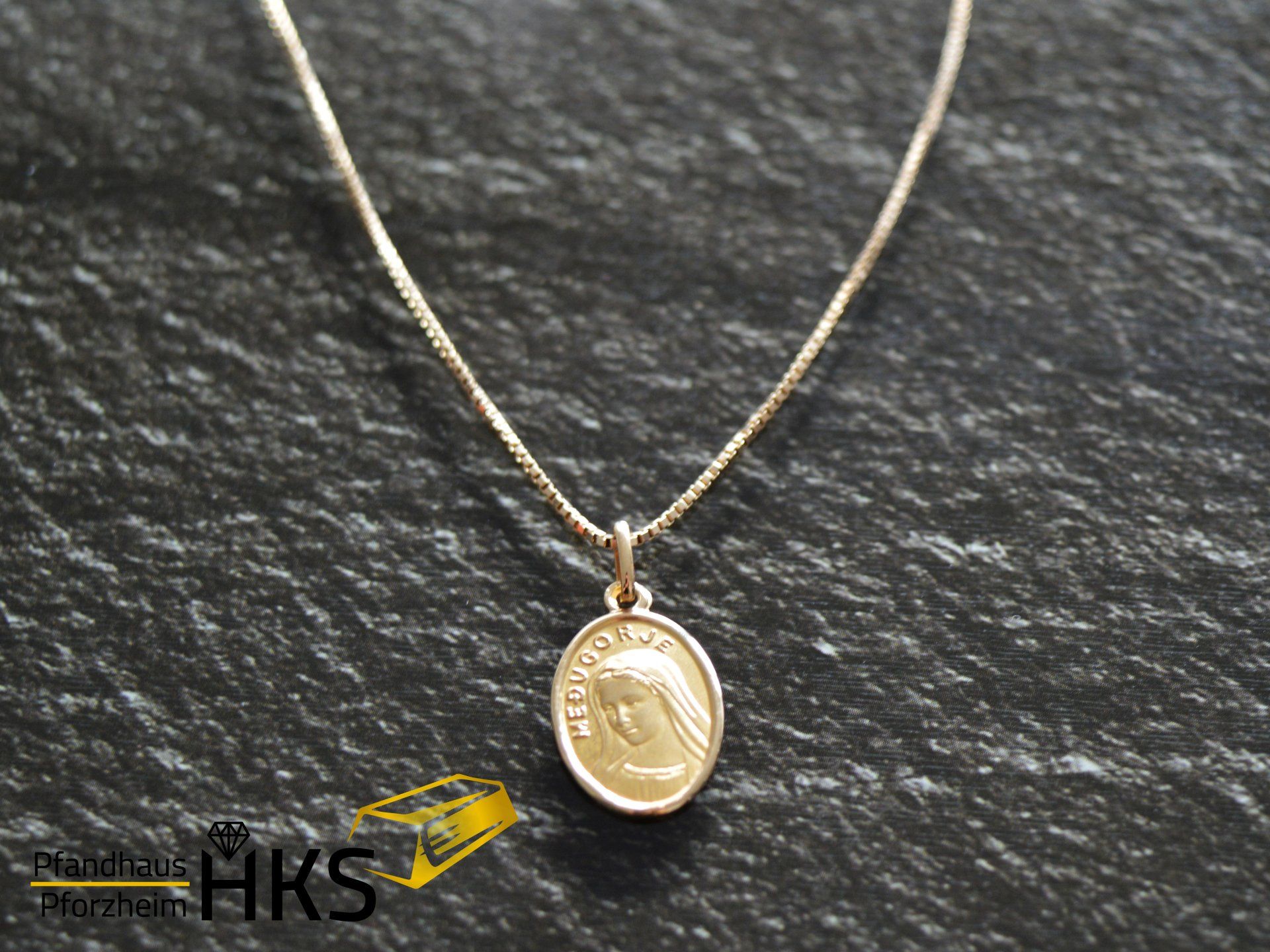 Kette Gold 333/-2,34 g mit Anhänger 585/- 1,7 g Anhänger Madonna