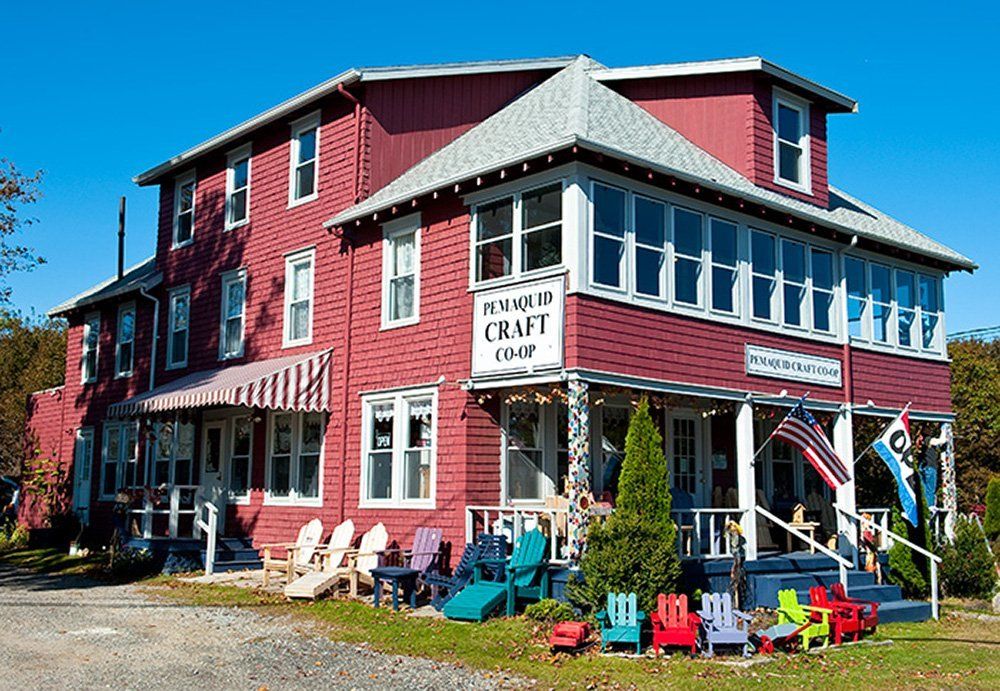 We call the historic and rambling Munsey House home. Pemaquid Craft Co-op shop