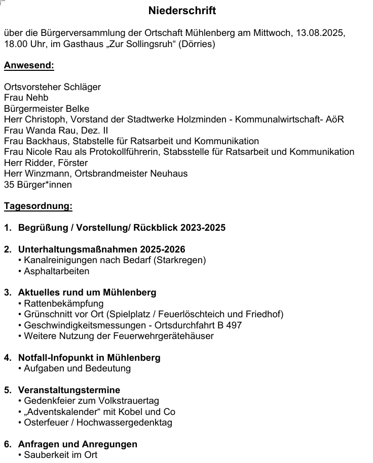 Protokoll Bürgerversammlung Mühlenberg 13.08.2025
