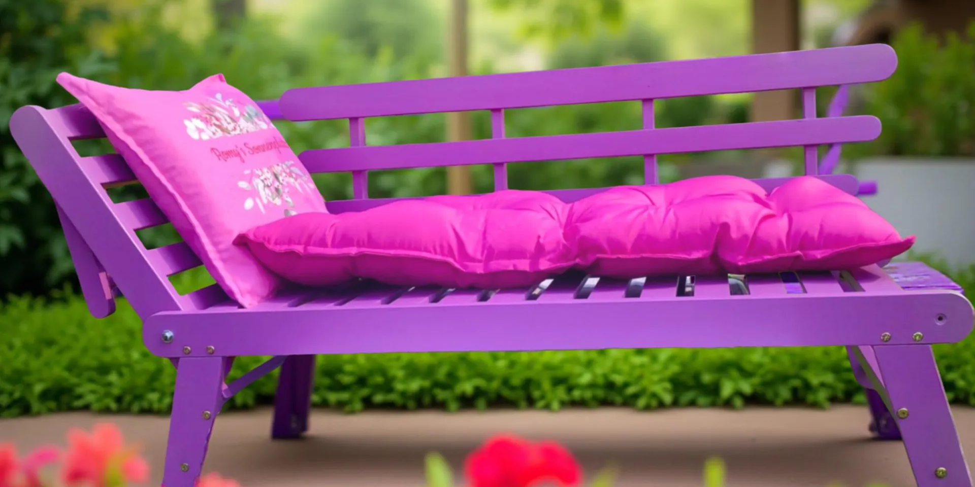 Gartenmöbel mit wetterfester Holzfarbe neu gestrichen