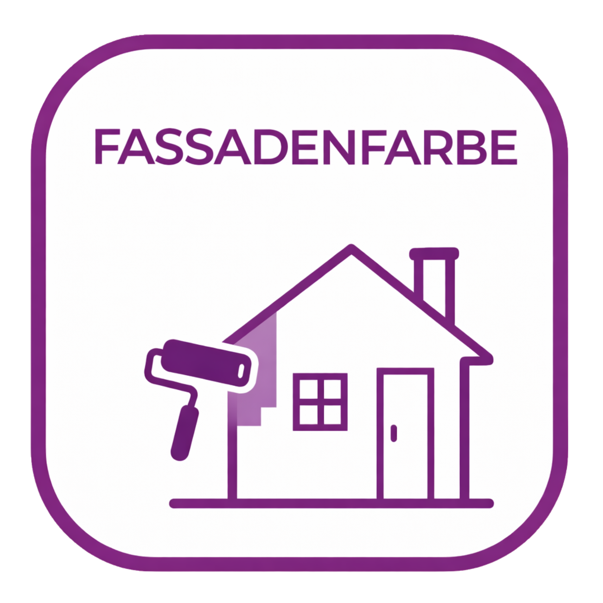 Piktogramm Fassadenfarbe mit Haus und Farbrolle