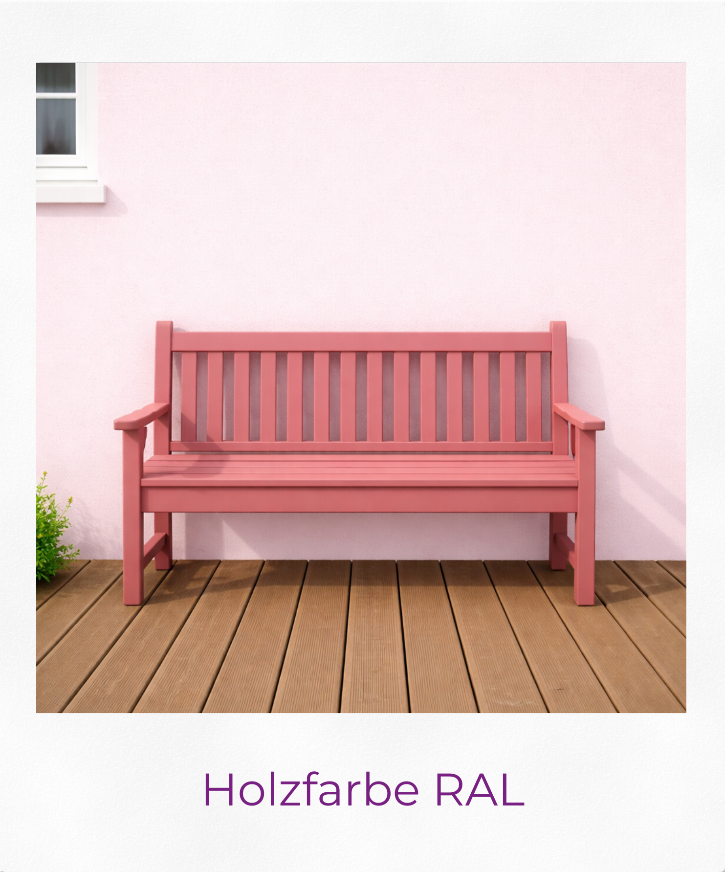 Produktgrafik Holzfarbe RAL 3014 Altrosa als Polaroid