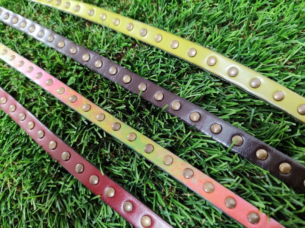 Tira cuero plano remachada