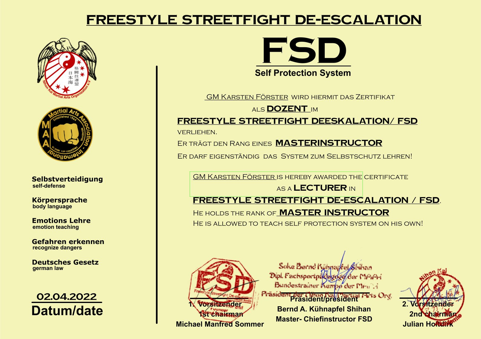 Ausbildung in Deescatation