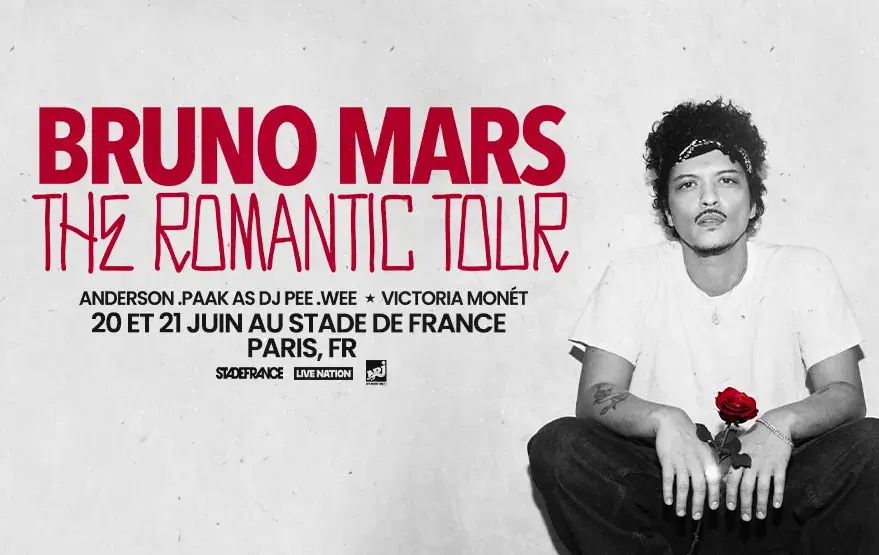 Bruno MARS - The Romantic Tour - Samedi 20 et Dimanche 21 juin 2026 - Stade de France Bruno MARS - The Romantic Tour - Samedi 20 et Dimanche 21 juin 2026 - Stade de France
