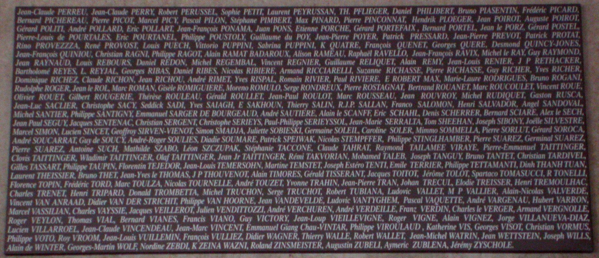 Noms des Parrains du Stade de France de PERREU à ZYSCHOLE