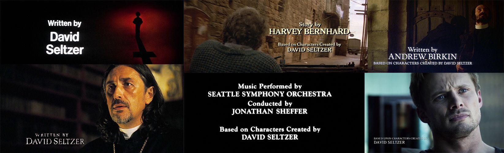 Screenshots of all Omen-related movies and TV shows featuring David Seltzer's on-screen credit.
