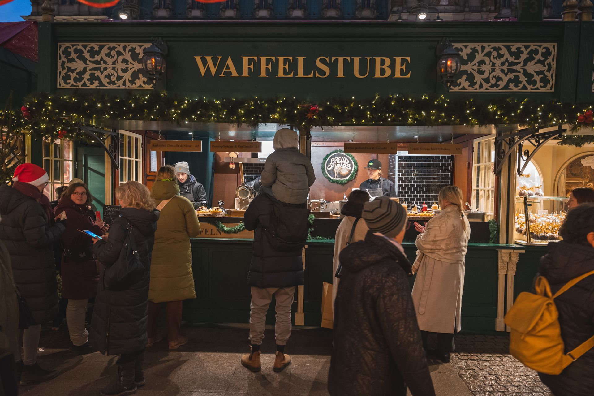 Waffeln, Hamburger Weihnachtsmarkt, Roncalli Weihnachtsmarkt, Rathausmarkt, Vegan Weihnachten 