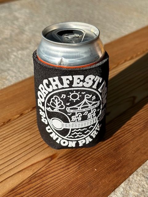 Porchfest DSM 2023 can koozie for sale, only at the event!