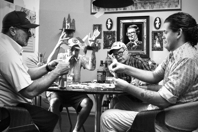 Jimmy and the band playing cards