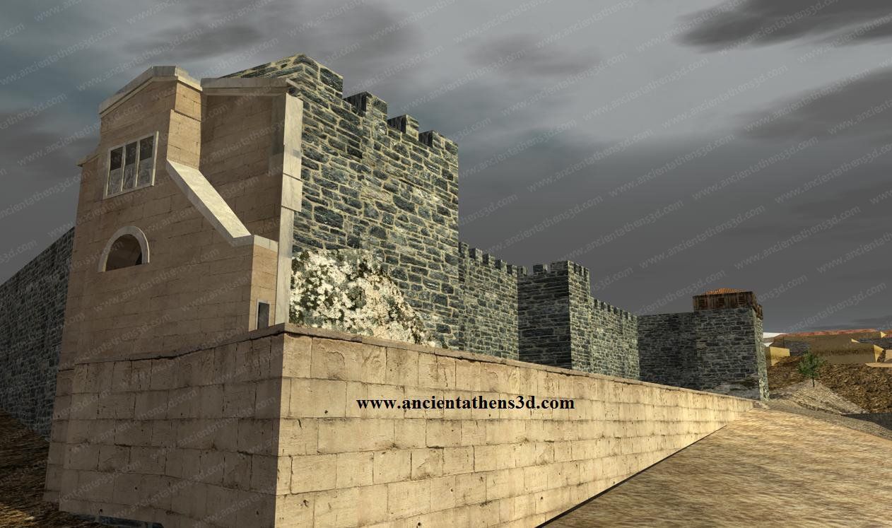 © Bild: Dimitrios Tsalkanis: ancientathens3d.com Postheruliansiche Befestigungsmauer