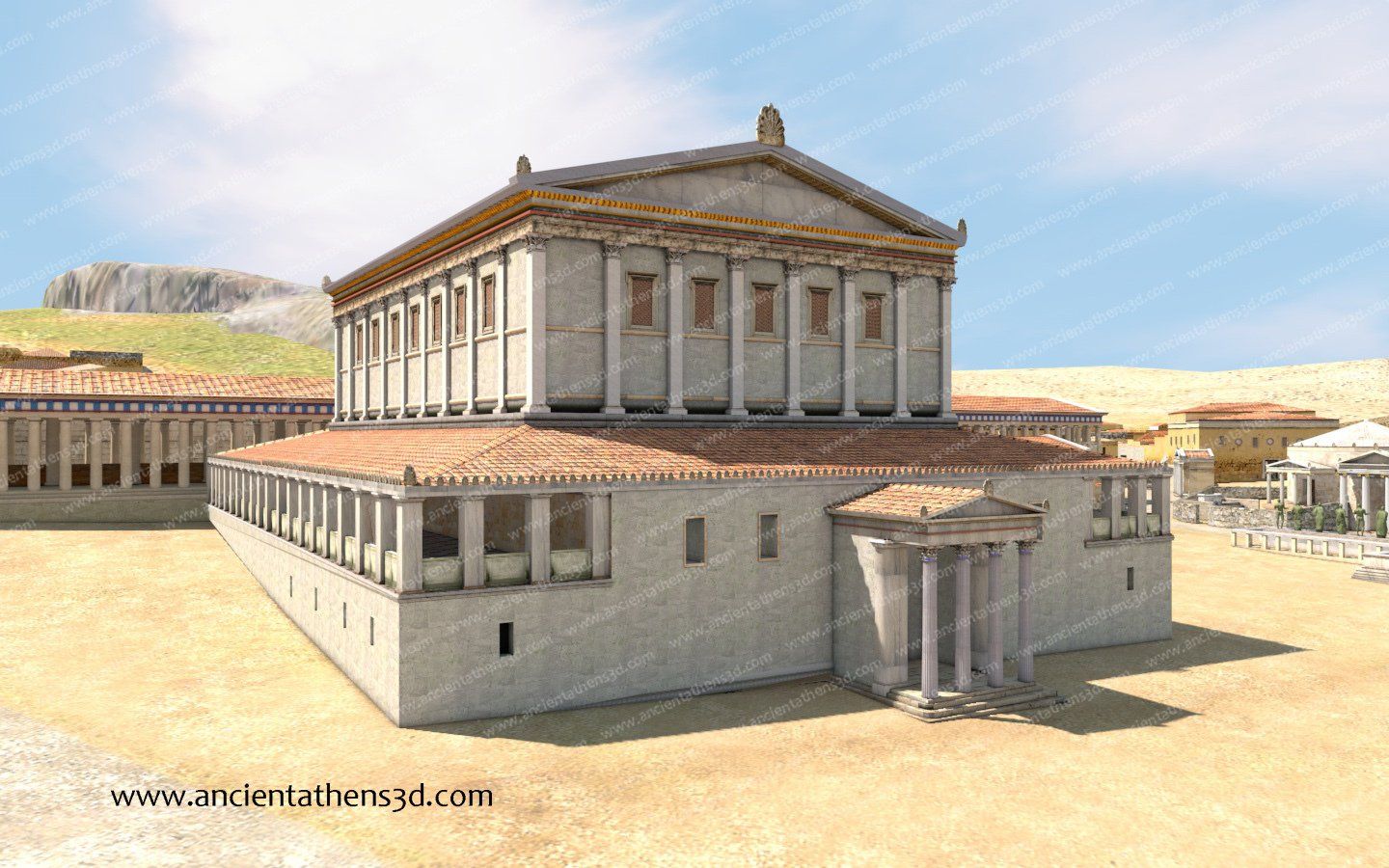 © Bild: Dimitrios Tsalkanis: ancientathens3d.com Das Odeion des Agrippa, Agora Athen