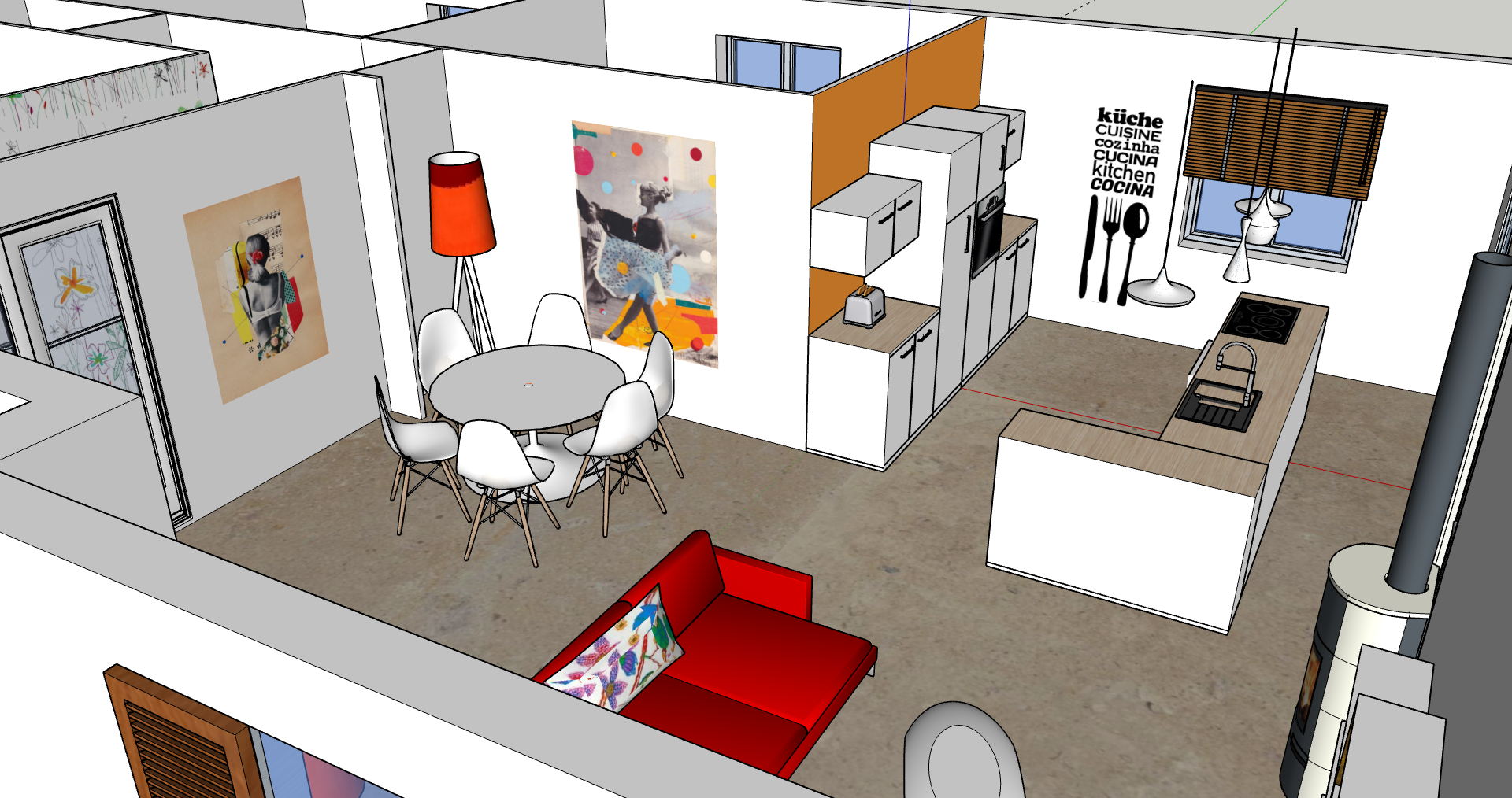 Serendipity visuel 3D Serendipity visuel 3D espace salon/salle a manger/cuisine