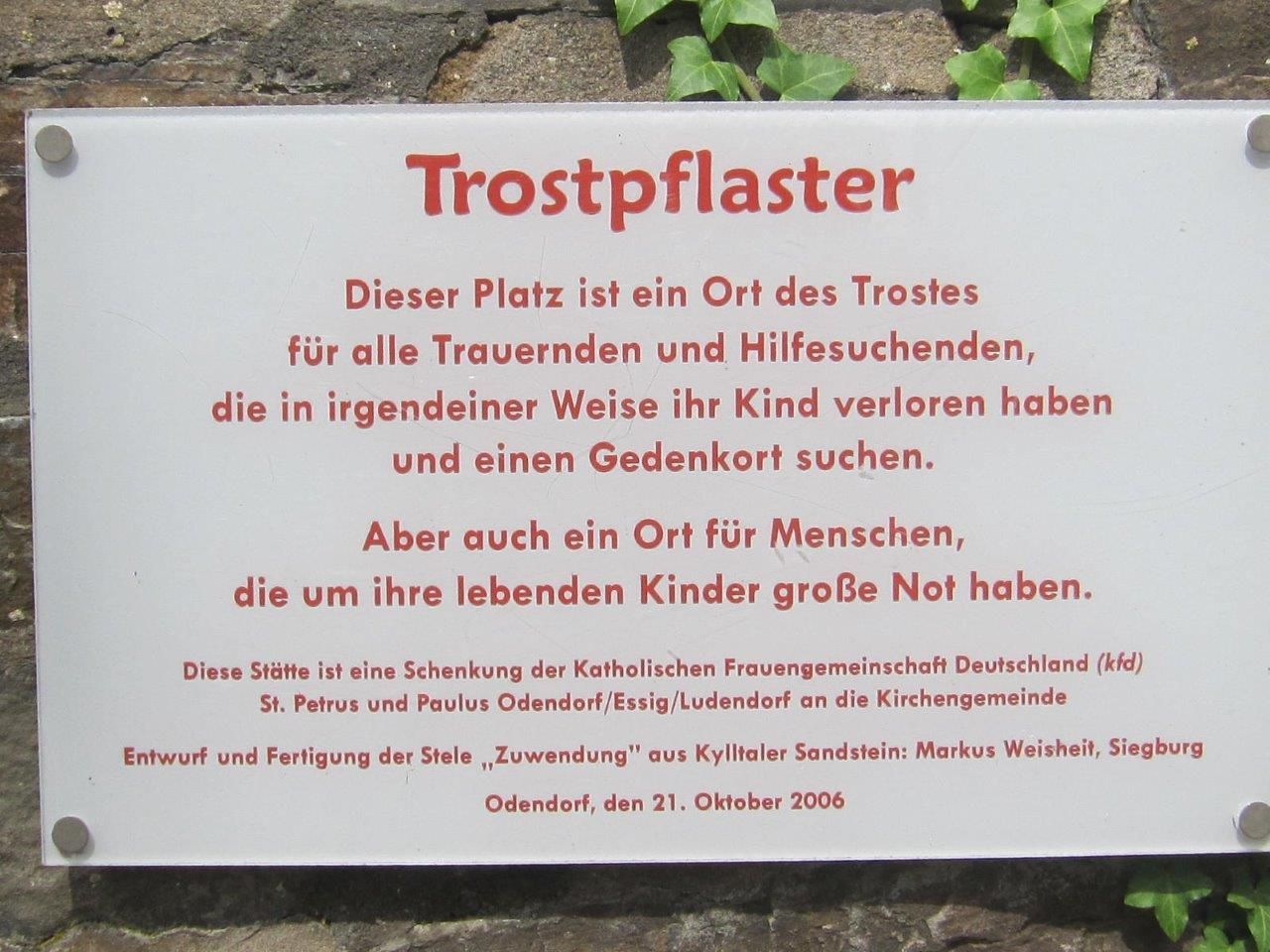 Informationstafel am Trostpflaster