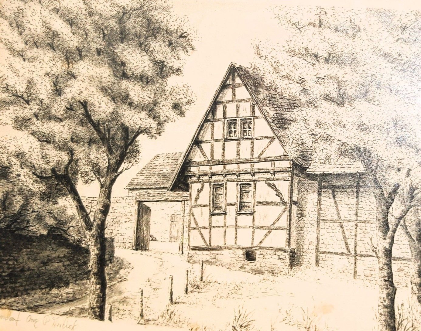 Das Kerner-Haus, Zeichnung von R. Arzdorf