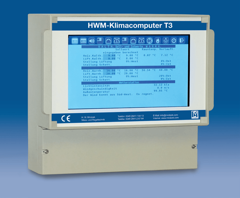 H.W. Mrotzek GmbH - HWM-Klimacomputer T3 mit Display - Gewächshausregler (GHR)