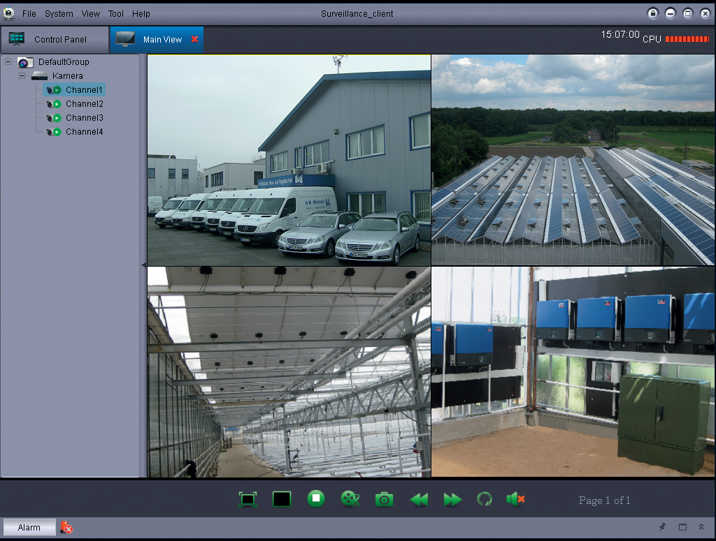 H.W. Mrotzek GmbH - Videoüberwachung - Beispielsoftwareansicht