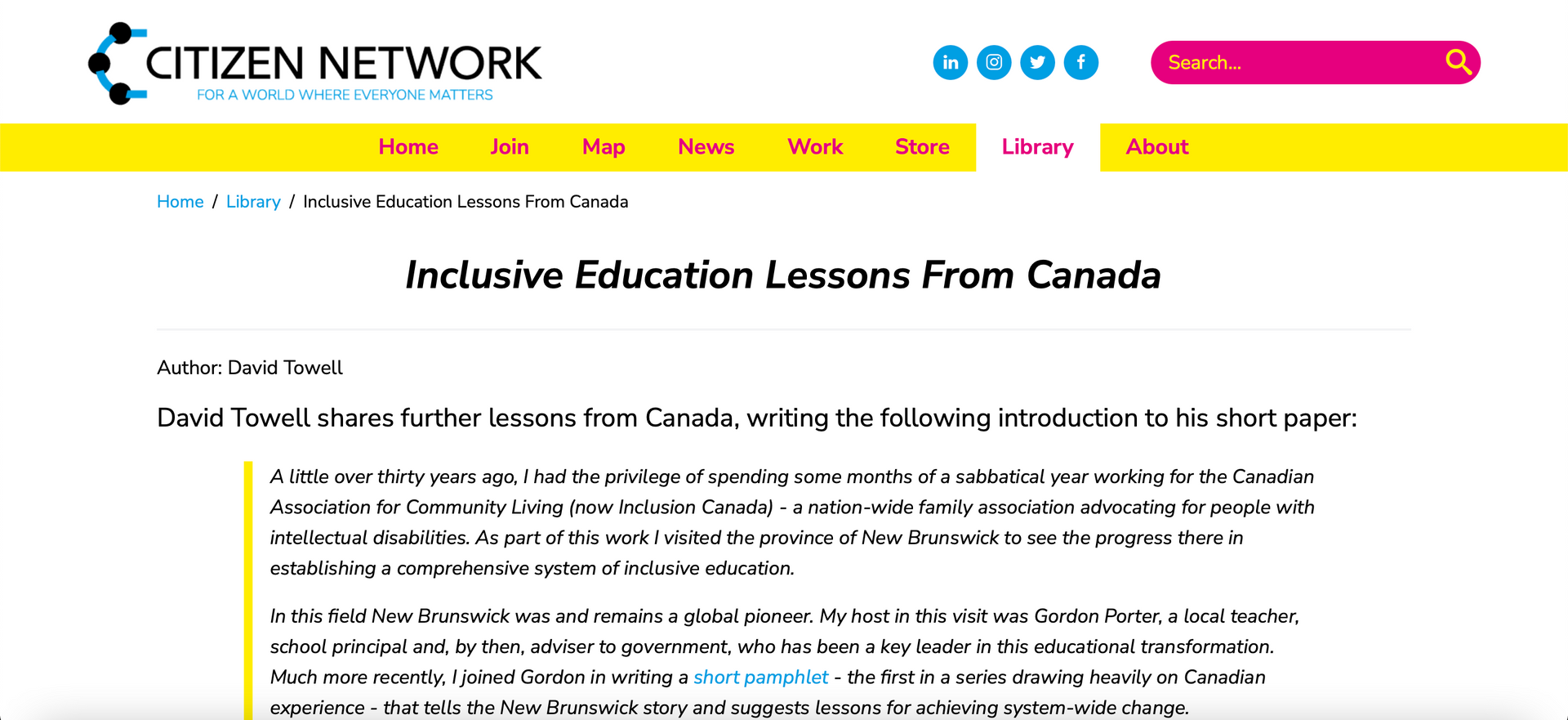 Portada del documento Inclusive Education: Lessons from Canada.