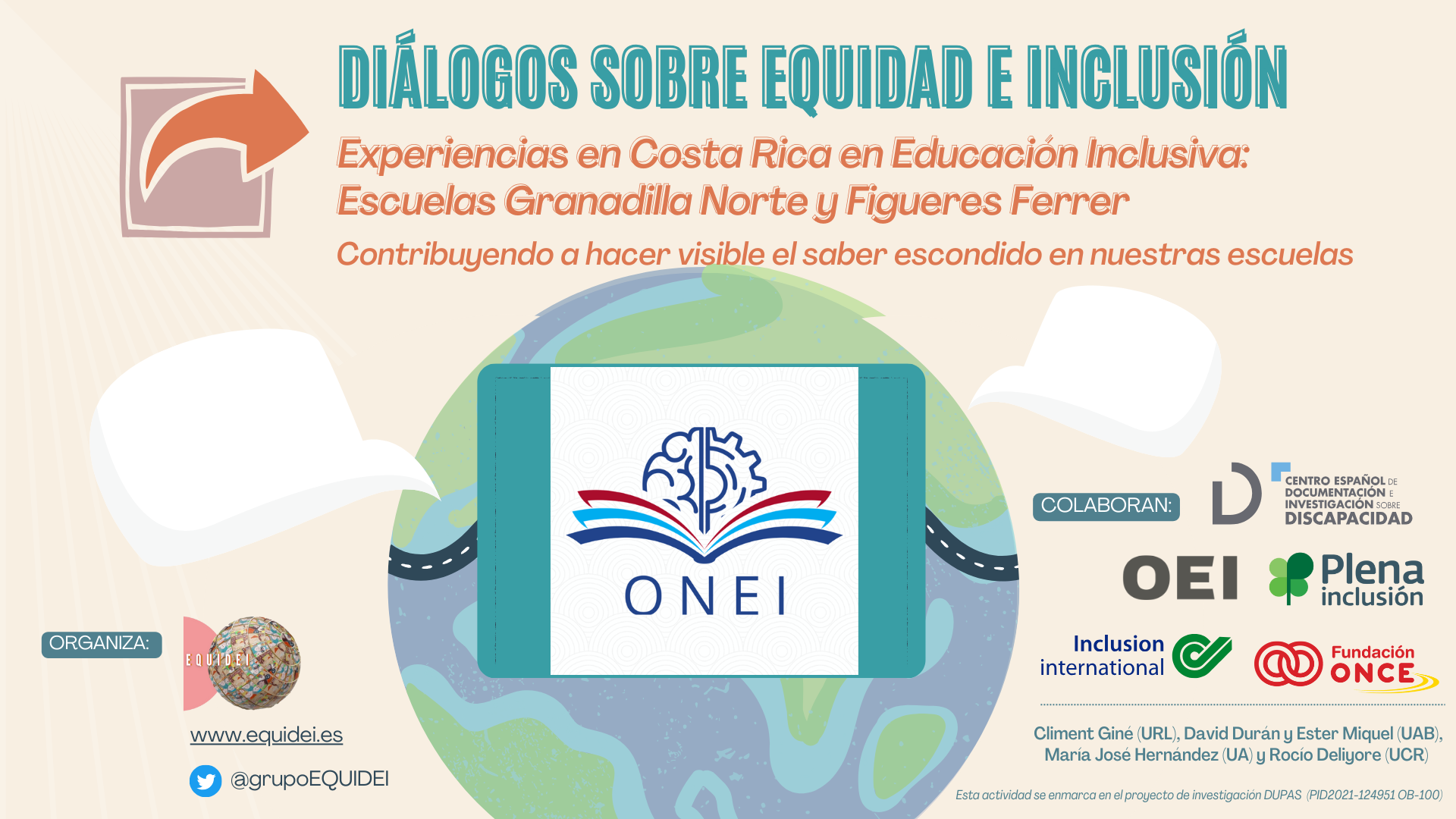 Portada de la sesión sobre Diálogos sobre Equidad e Inclusión. Escuela Granadilla Norte y Figueres Ferrer, CostaRica