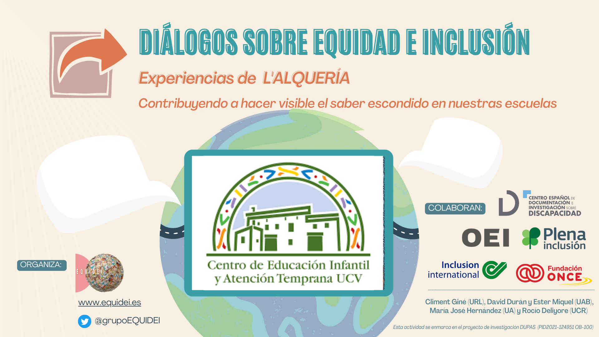 Cartel informativo de una la sesiones sobre Diálogos sobre Equidad e Inclusión