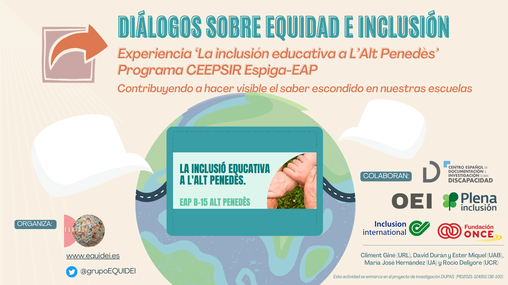 Portada de la sesión sobre Diálogos sobre Equidad e Inclusión. Experiencia del CEEPISR