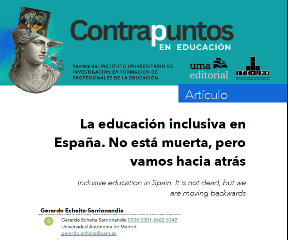 Portada de la Revista Contrapuntos y artículo de Gerardo Echeita