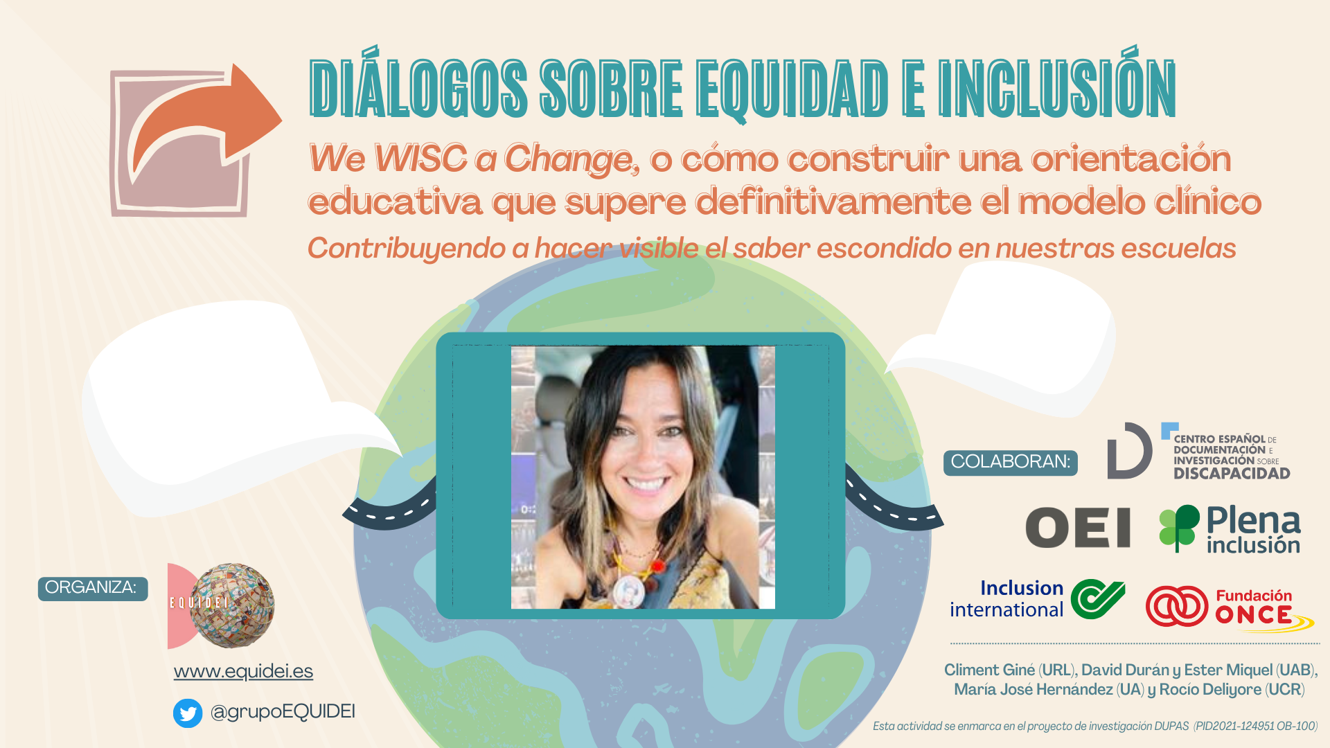 Portada de la sesión sobre Diálogos sobre Equidad e Inclusión. Análisis de Ana Murcia sobre Orientación e Inclusión Educativa