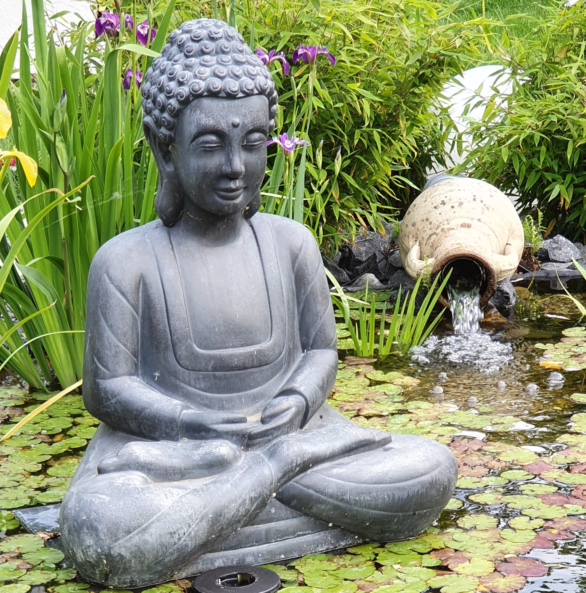 Buddha, Teich, Amphore, Wasserspiel, Baesweiler, Teich-, Aquarien- und Gartenservice, Vera Bialek, Teichspezi