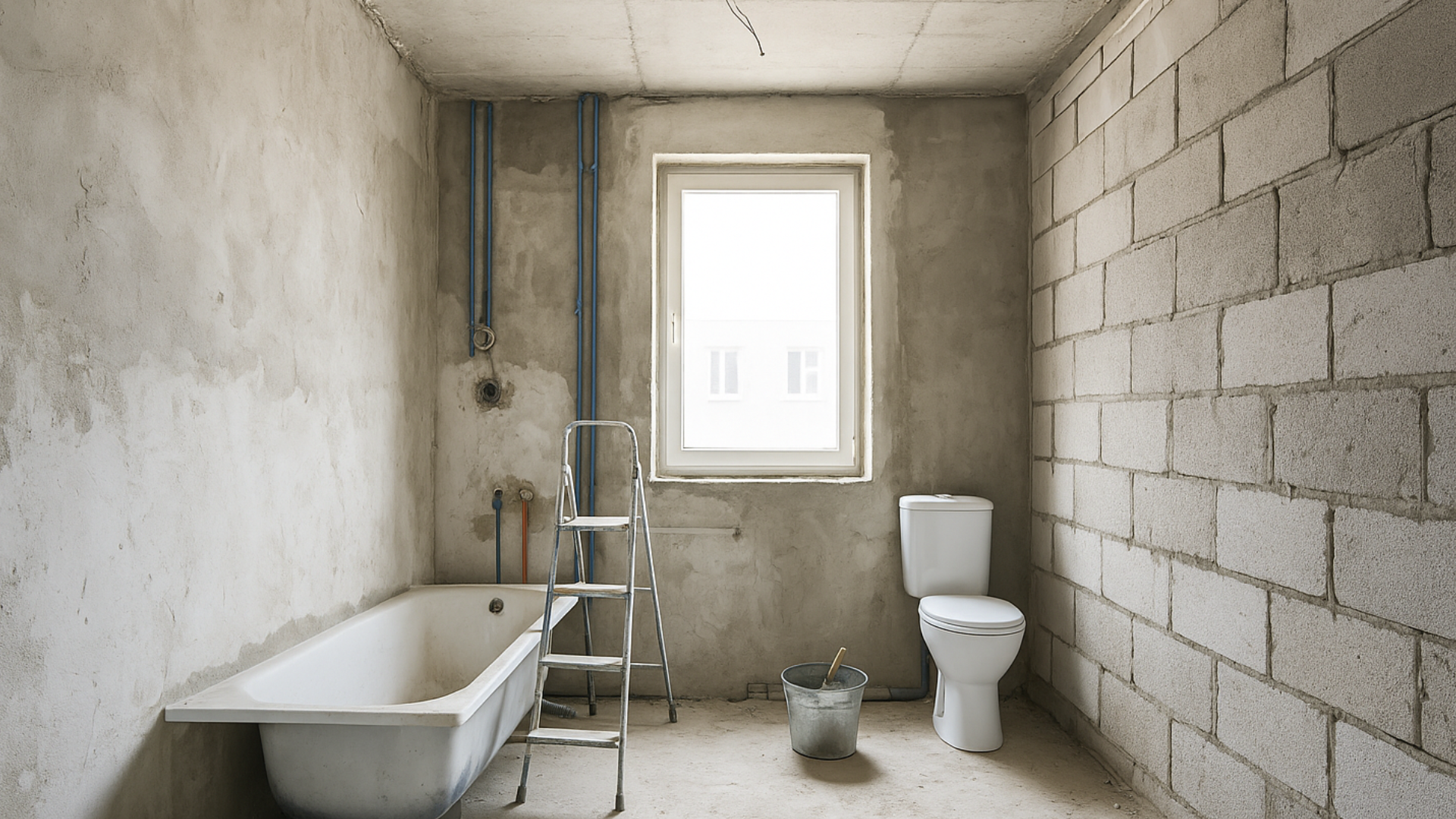 Vorherbild von einem Badezimmer, dass Saniert wird