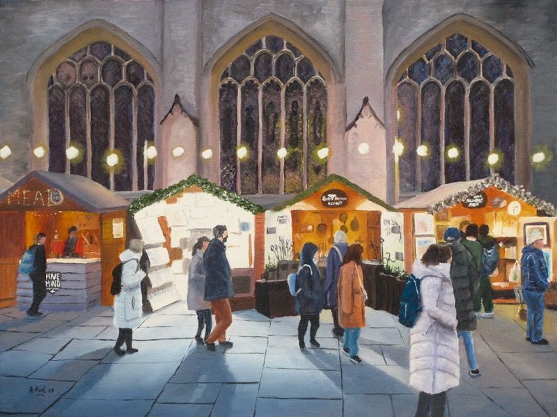 Bath Abbey at Christmas painted by Richard Paul Bath Abbey at Christmas painted by Richard Paul