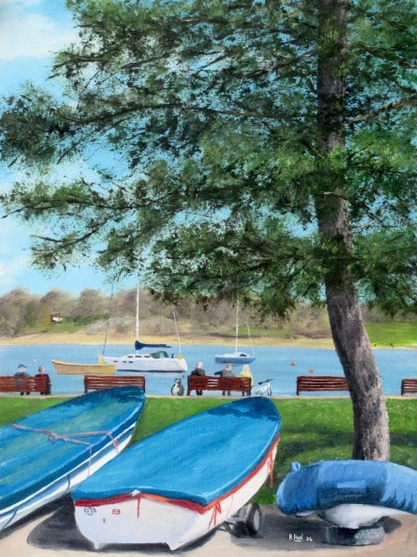 Hamble River Hamble painted in oil by Richard Paul
