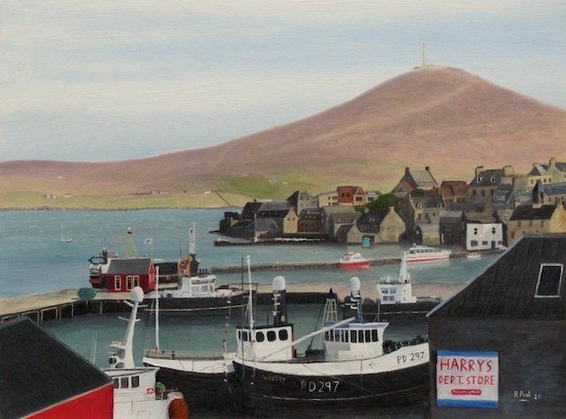 Lerwick Lerwick painted in oil by Richard Paul