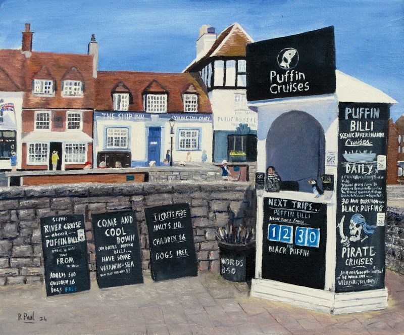 Lymington Quay painted in oil by Richard Paul