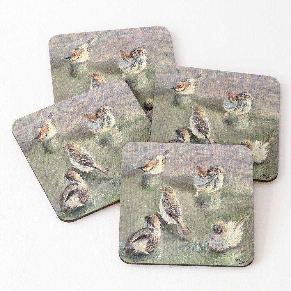 Bathing sparrows coaster Bathing sparrows coaster