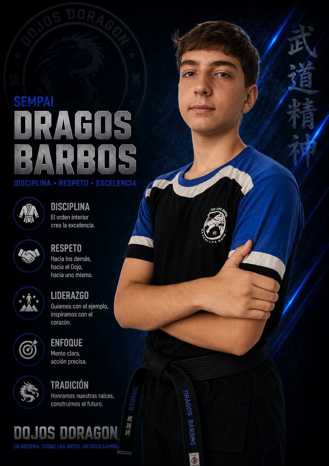 SEMPAI
TÍTULOS
- COLEGIADO 1073
- 1 DAN Rengokai
- 1 DAN KICK BOXING
- ARBITRO CRONOMETRADOR
- LEADERTEAM
-TRIBUNAL DE GRADOS DE LA FEDERACION INTERNACIONAL DE ARTES MARCIALES UNIDAS