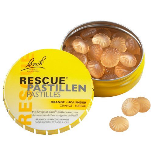 RESCUE® Pastillen Österreich Orange-Holunder geöffnete Dose