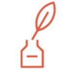 Rotes Glas mit Pflanze