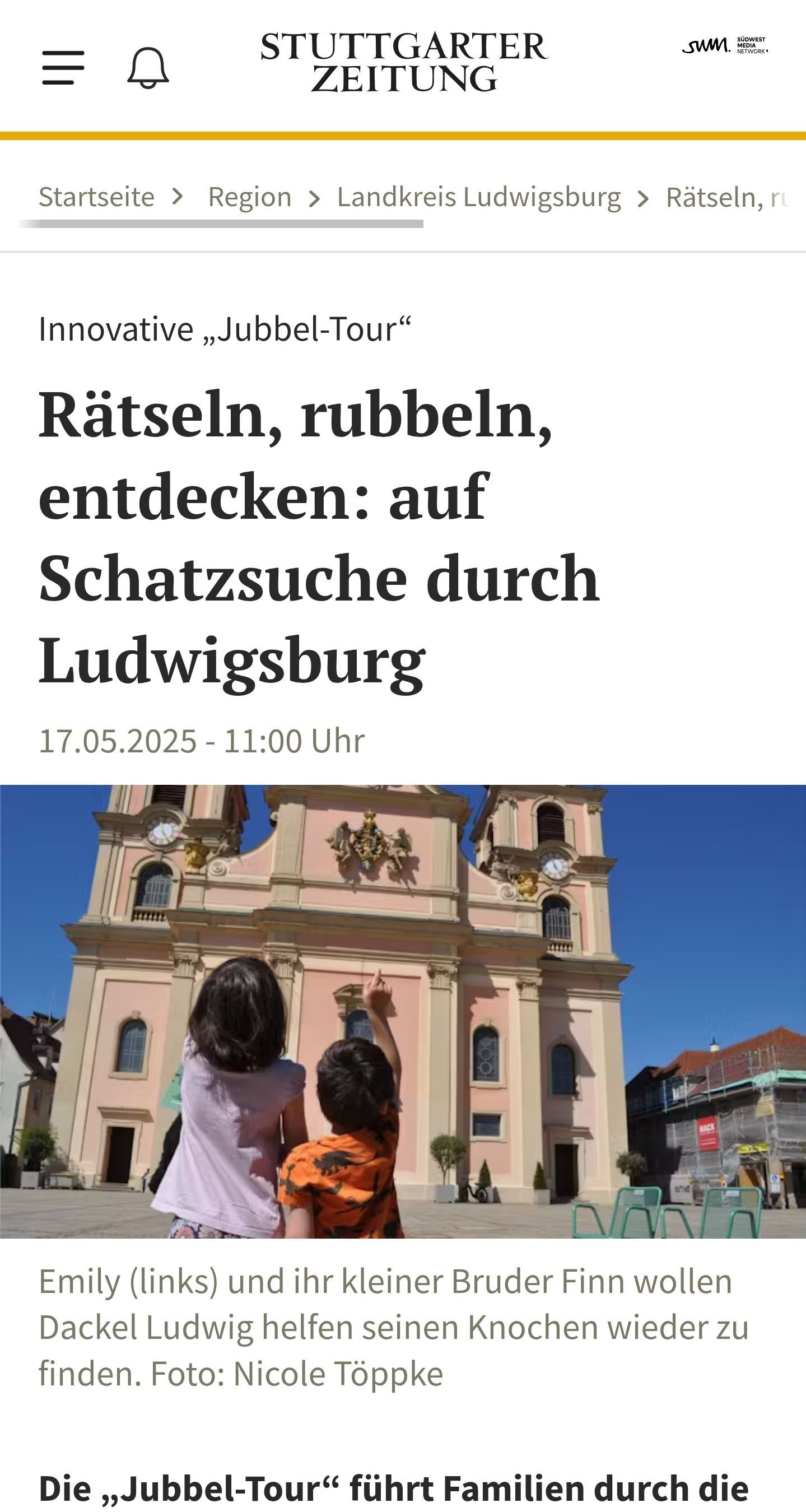 Stuttgarter Zeitung Bericht über Jubbel-Tour