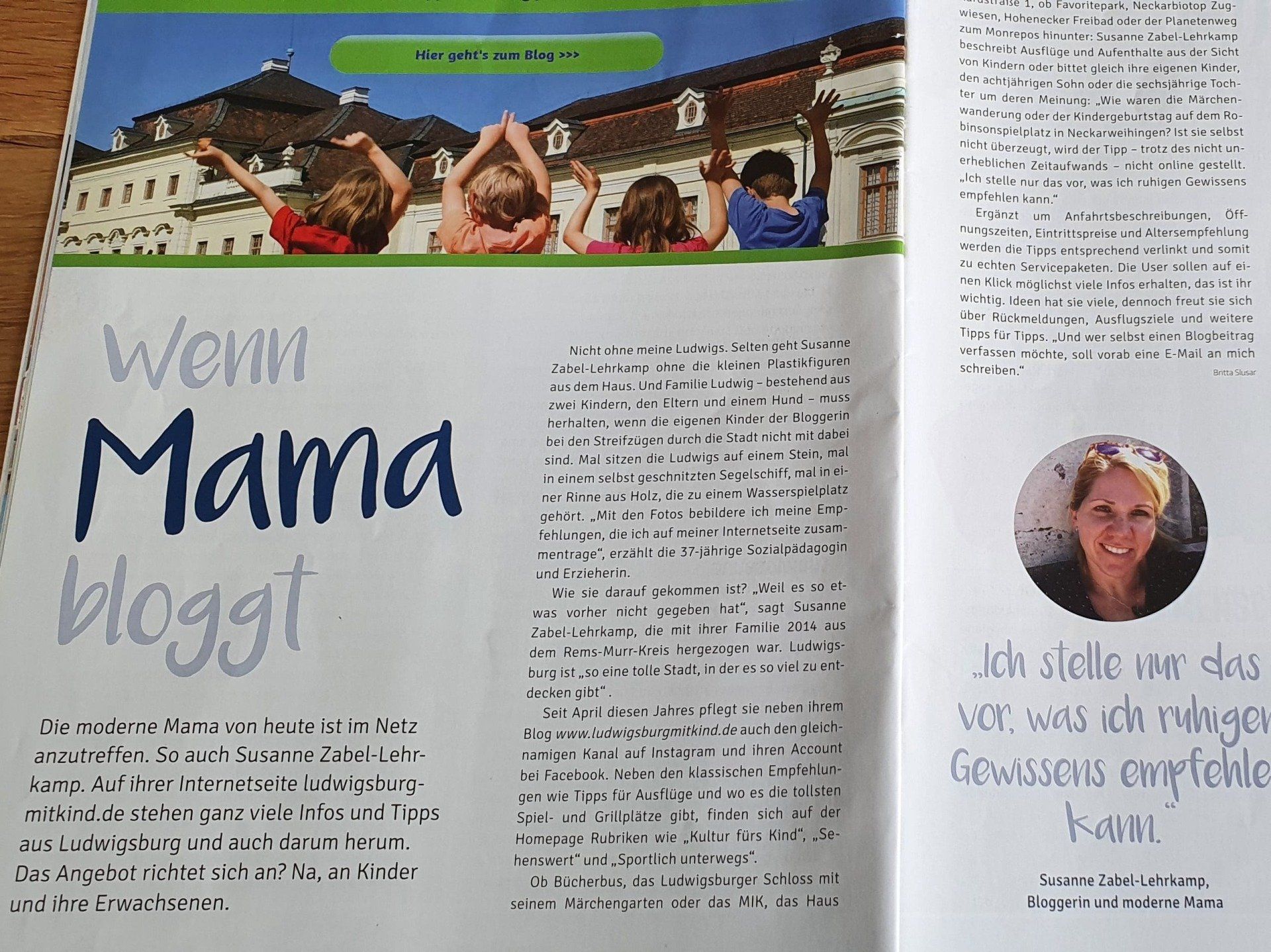Pressebericht Elternzeitung Lilliput Familie Ausflug Ludwigsburg mit Kind Susanne Zabel-Lehrkamp