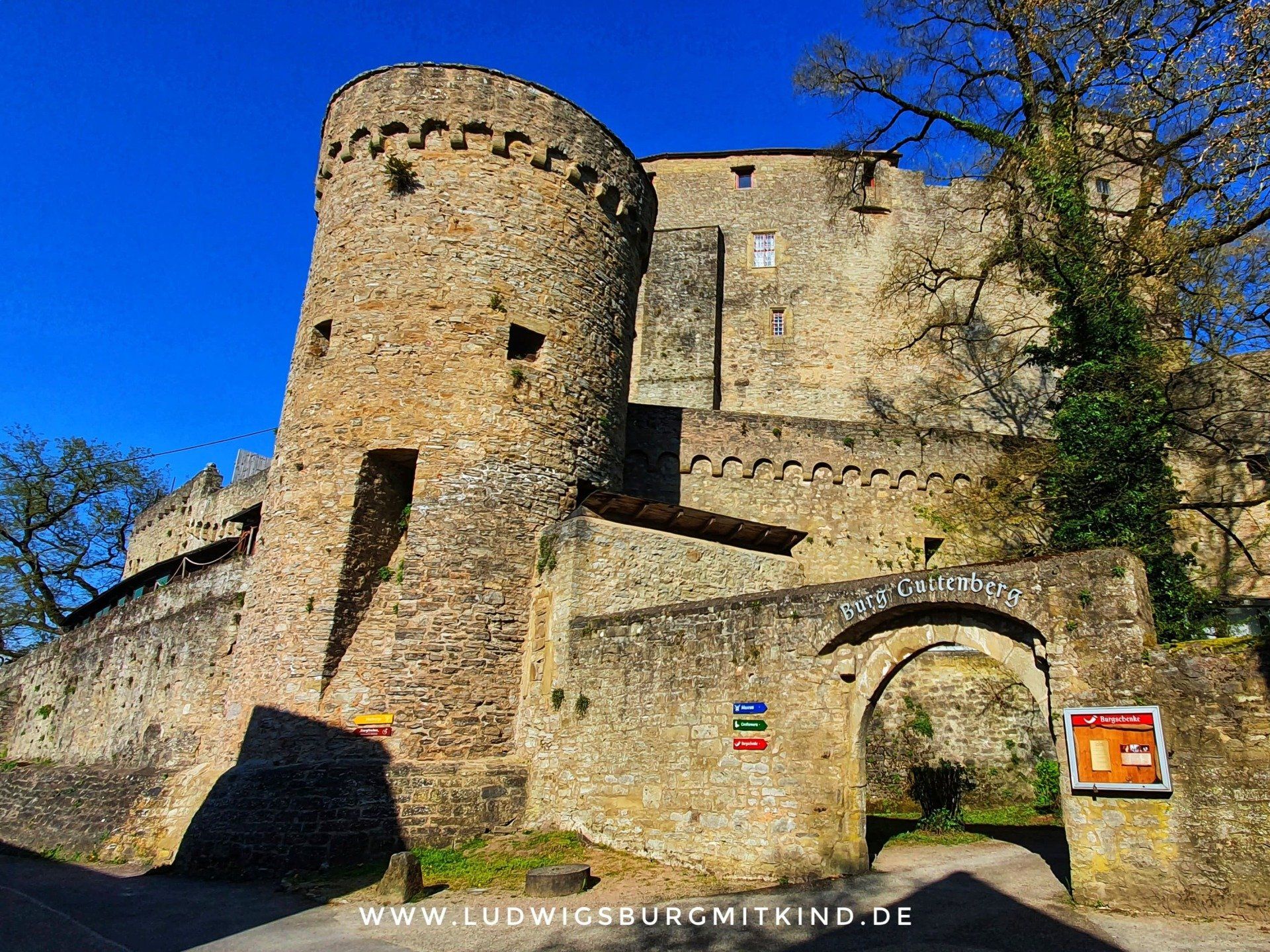 Der Eingang mit Torbogen der Burg Guttenberg.