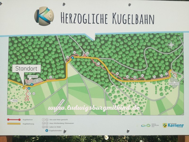 Karte der Herzoglichen Kugelbahn in Kernen im Remstal.