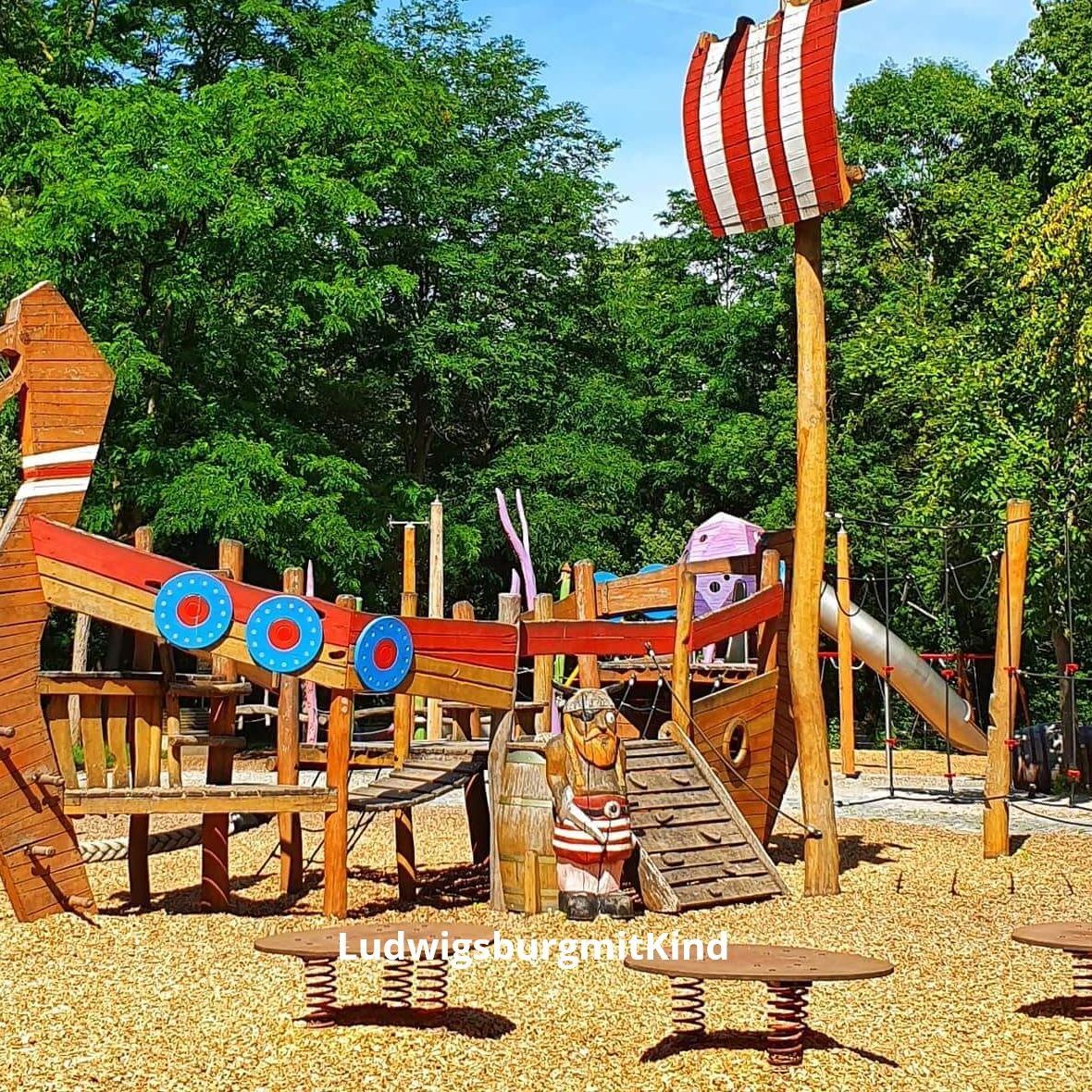 Der Wikinger Wasserspielplatz in der Talaue in Waiblingen