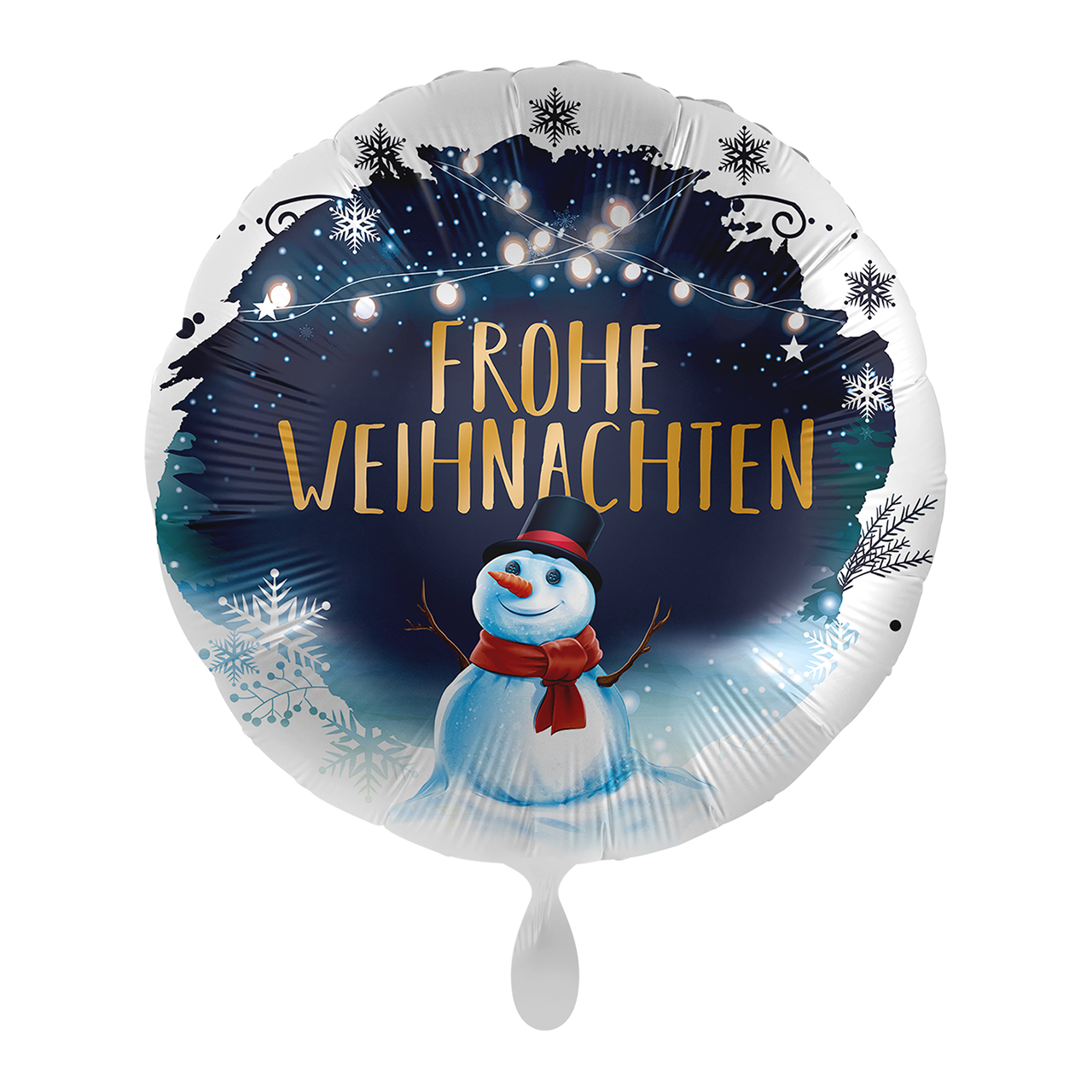 Folienballon rund Frohe Weihnachten mit Schneemann