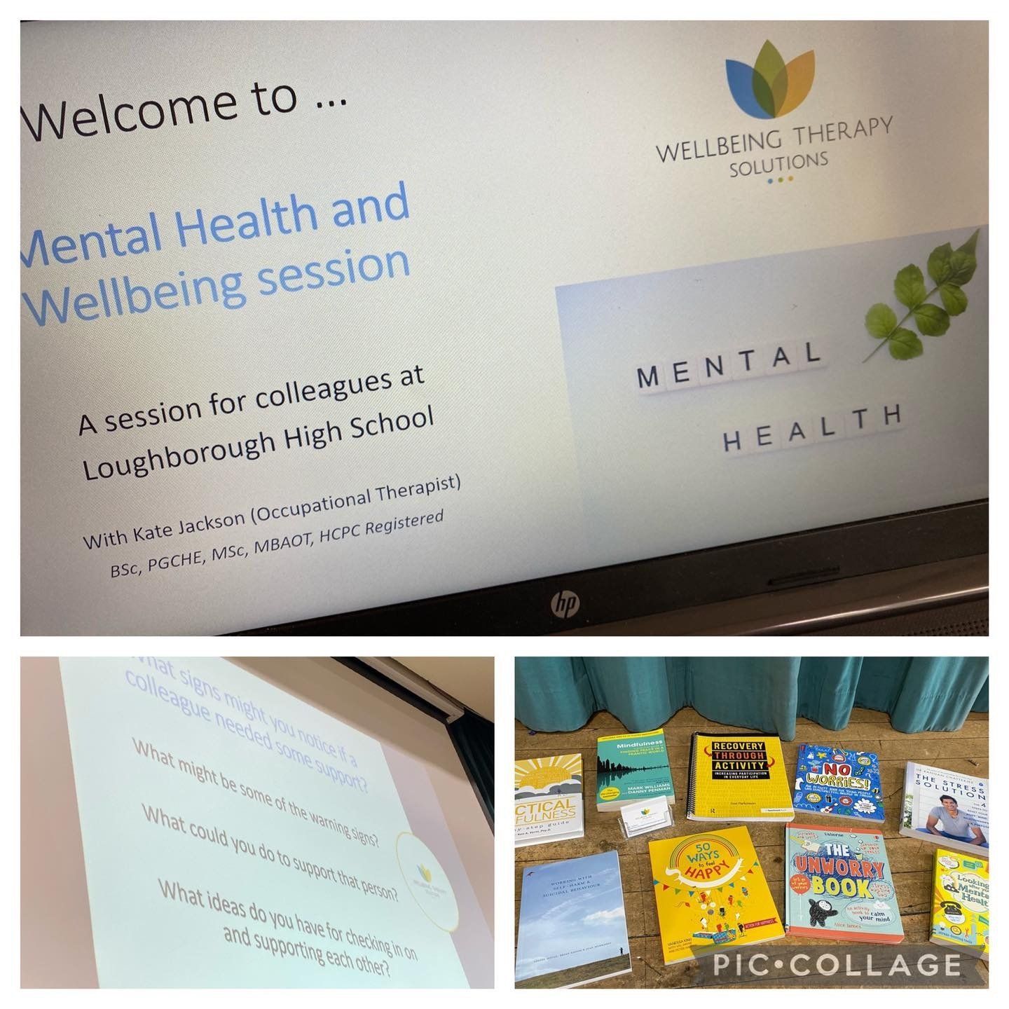 Images showing the online sessions for Kate Jackson's Wellbeing sessions at Loughborough High School